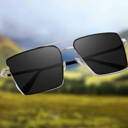 Arzonai Unisex Black Lens & Silver-Toned Aviator Sunglasses with UV Protected Lens-picture-26