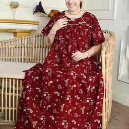 Bindass Female Collection Printed Maxi Nightdress-image-23