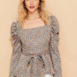 Stylecast X Slyck Floral Print Puff Sleeve Top-picture-35