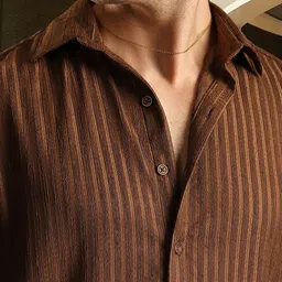 SAMRIZ Men Standard Fit Vertical Striped Spread Collar Casual Shirt image 4