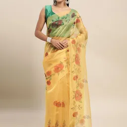 KIMISHA Floral Printed Organza Saree-image-76