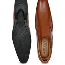 Aaeshu Men Tan Round Toe Synthetic Leather Slip-On Shoes image 2