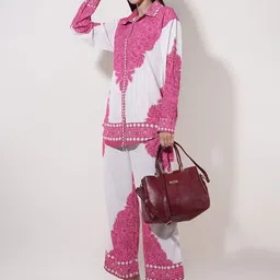 clobug Printed Long Sleeves Shirt Collar Shirt With Trouser-picture-12