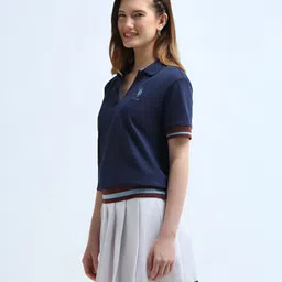 U.S. Polo Assn. Women Women Sports Polo Collar Pockets Boxy T-shirt image 5