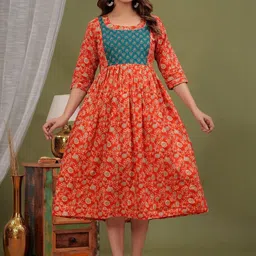 ANUOM Floral Print Maternity Fit & Flare Dress-picture-17