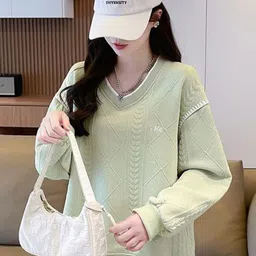 StyleCast x Revolte Women V Neck Long Sleeve Sweatshirt-image-90
