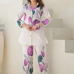Readiprint Floral Printed Shirt Collar Tunic With Trousers-image-38