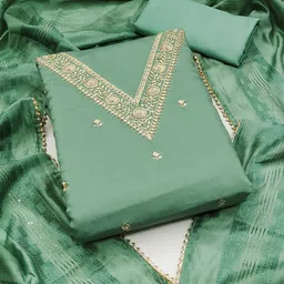 BlissFlair Zari Art Silk Unstitched Dress Material-image-99