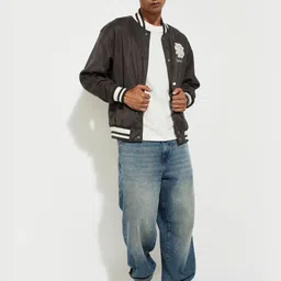 max Men Typography Varsity Jacket with Embroidered image 3