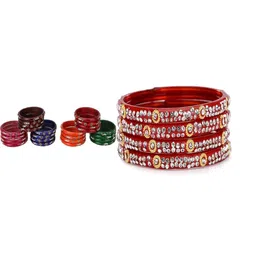 SOMIL Set of 28 Stone Studded Glass Bangles-picture-30