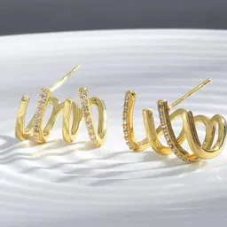 Vembley Gold-Plated Cubic Zirconia Alloy Studs image 2