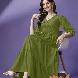 Raiyani Enterprise V-Neck Fit & Flare Maxi Dress-image-80