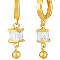 Luv Fashion Women Gold and White Beaded Chain Drop Hoop Earrings-picture-36