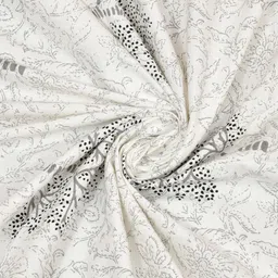 Myntra Elegant Homes Grey & White Floral 180 TC King Bedsheet with 2 Pillow Covers image 4