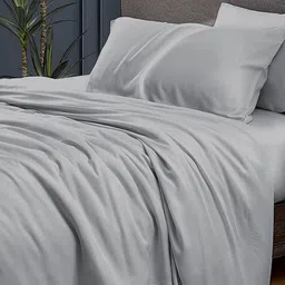 THEGASBH Grey 144 TC Single Bedsheet with 1 Pillow Covers-picture-28