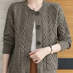 StyleCast Women Cable Knit Long Sleeves Synthetic Cardigan Sweater-picture-37
