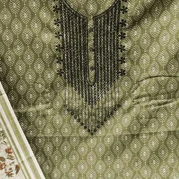 HERE&NOW Ethnic Motifs Printed Sequinned Unstitched Dress Material image 2