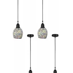 1ST TIME White & Red 4 Pieces Textured Bell Shaped Hanging Ceiling Lamps-picture-38