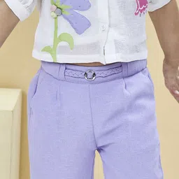 Peppermint Girls Printed Short Sleeves Shirt Collar Top With Trousers image 5