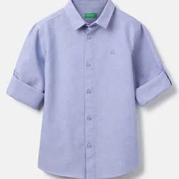United Colors of Benetton Boys Solid Spread Collar Pure Cotton Casual Shirt-picture-23