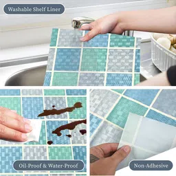 Kuber Industries Grey & Blue 2 Pieces Printed Shelf Liner Organisers image 5