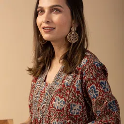 KALINI Floral Printed A-Line Kurta With Palazzos image 5