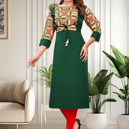 KHANJAN FASHION Ethnic Motifs Printed Three-Quarter Sleeves Straight Kurta-image-47