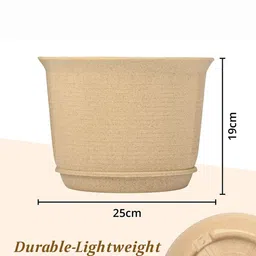 Kuber Industries Blue & Beige 4 Pieces Flower Pots With Plates image 3