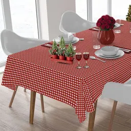 HOME COLORS.IN Red Cotton 8-Seater Table Cover-picture-10