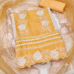 KALINI Embroidered Organza Unstitched Dress Material-image-5