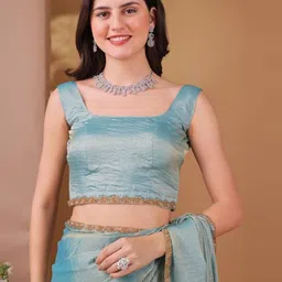 Jinal & Jinal Solid Embellished Gotta Patti Pure Chiffon Fusion Saree image 4