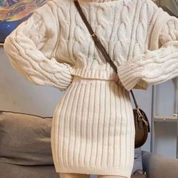 miss mosa by akanksha Alamode By Akanksha Beige Vienna Premium Winter Skirt Co-Ord Set-picture-42