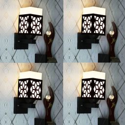 Gojeeva Black & White 4 Pieces Textured Wooden Rectangle Shaped Wall Lamps-picture-28