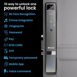 GOLENS Main Door Protector Smart Lock | 10-Way Unlock | Chime & Video Door Viewer Smart Door Lock image 2