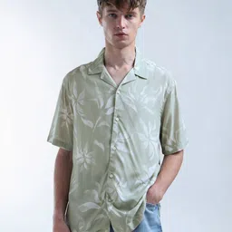 Flying Machine Floral Printed Cuban Collar Shirt image 4