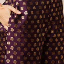 Globus Purple Round Neck Top & Palazzo With Poncho image 3