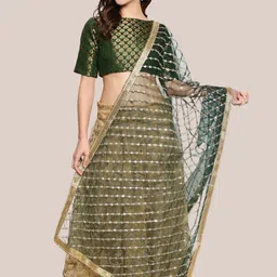 Dupatta Bazaar Floral Embroidered Net Dupatta With Sequinned-picture-19