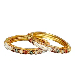 AccessHer Set Of 2 Gold-Plated Beaded Bangles image 3