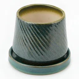 Fabindia Green & Beige Textured Ceramic Table Planter image 3