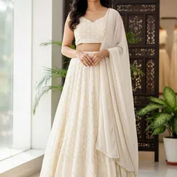 Jomso Embroidered Sequinned Semi-Stitched Lehenga & Unstitched Blouse With Dupatta-picture-11