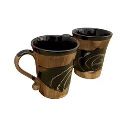 Divy Aarambh Stories Brown & Black 2 Pieces Textured Ceramic Glossy Mugs image 4