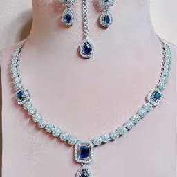 BlingNation Women Blue Brass Jewellery Set-picture-19