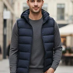 Mast & Harbour Men Hooded Solid Gilet Jacket-picture-14