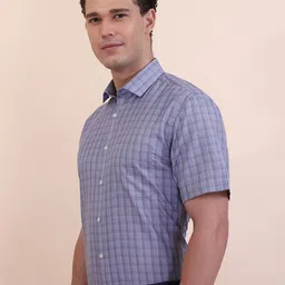 Greenfibre Spread Collar Checked Formal Shirt image 4