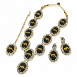 Opal Touch Women Gold-Plated Stone-Studded Jewellery Set image 2