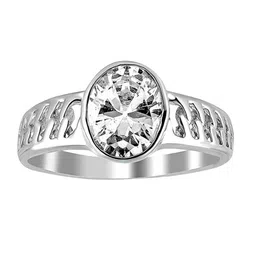LeCalla Men 925 Sterling Silver-Plated Cubic Zircon Studded Finger Ring image 3