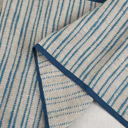 DESIGN GAATHA Beige and Teal-Blue Striped Yarn Dye Table Runner image 2