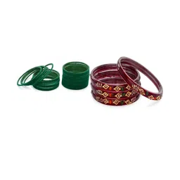 Somil Women Combo of Green & Maroon Bangles Set-picture-39