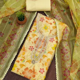 SHADOW & SAINING Embroidered Organza Unstitched Dress Material-picture-11