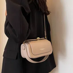 CORSICA Women Khaki PU Swagger Satchel image 2